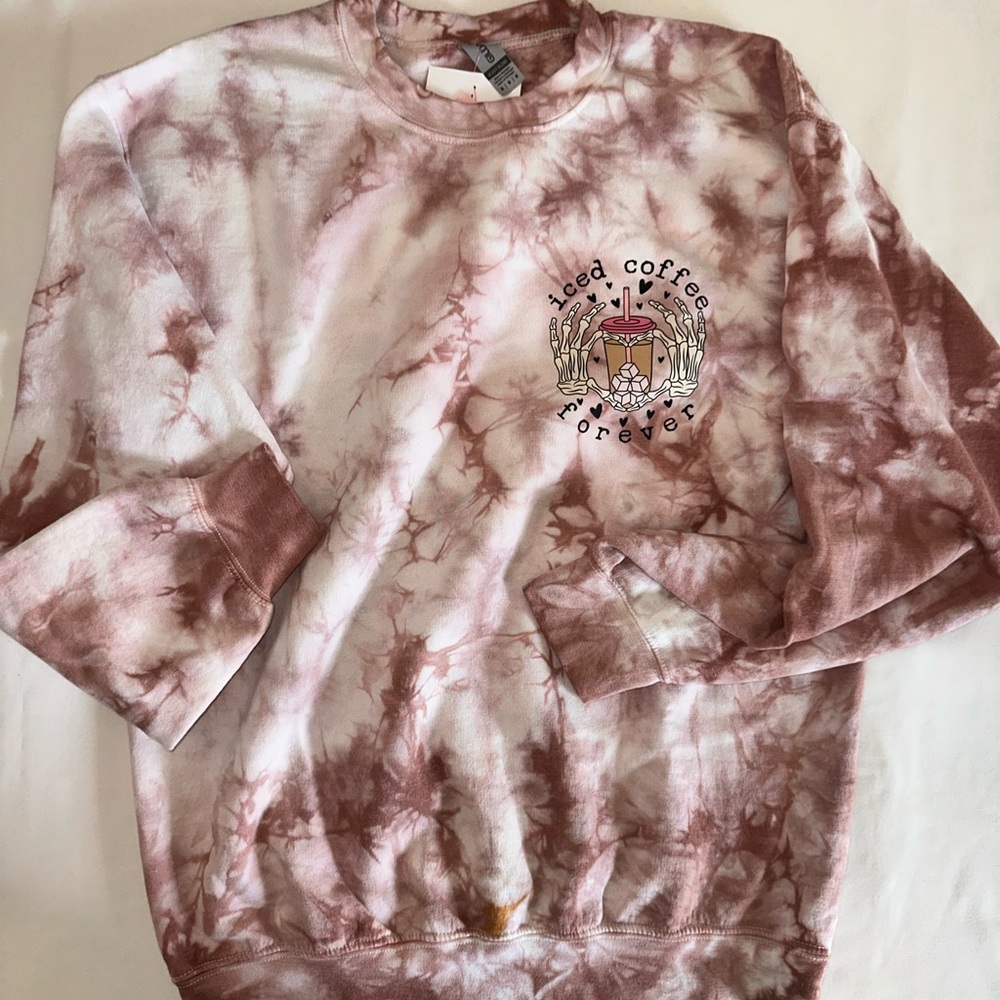 Gildan Pink and Brown Tie-Dye Sweatshirt